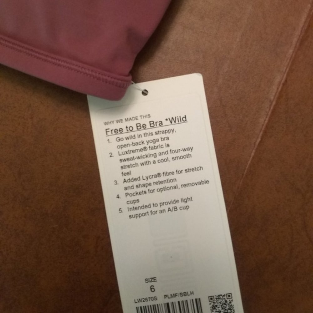 SOLD Lululemon Free To Be *Wild Bra, 6, PLMF/SBLH - Picture 3 of 3
